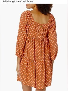 Billabong Rust Floral Long Sleeve Tiered Dress
